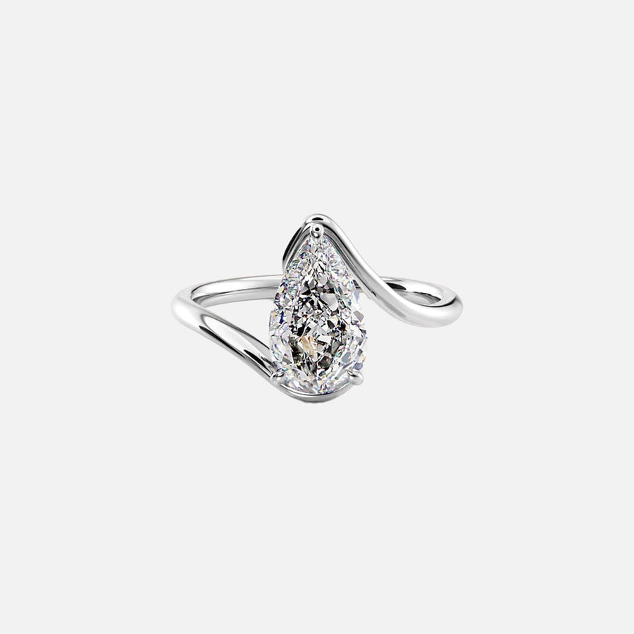  The Solitaire Skyler Pear Moissanite Ring 14k White Gold 001