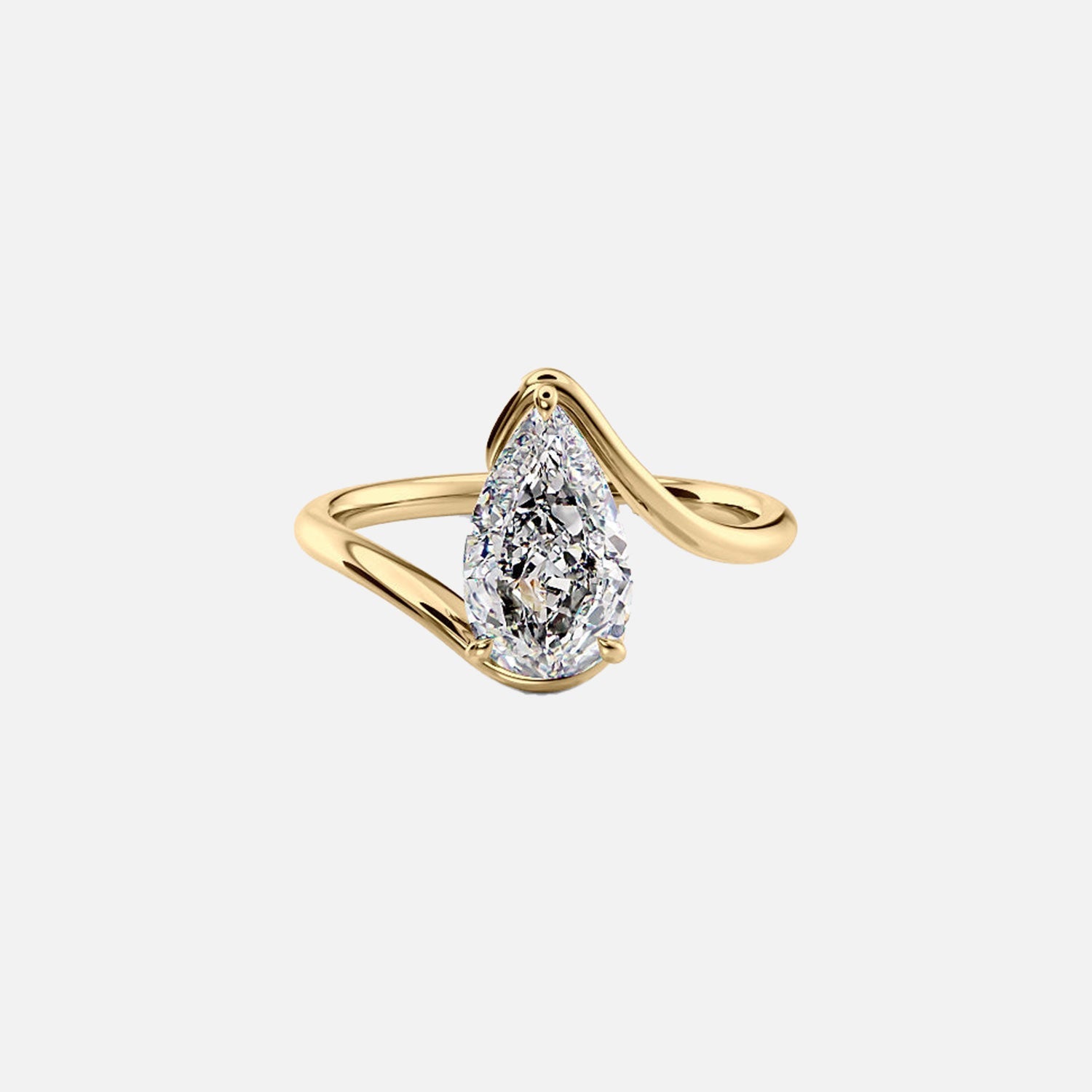 The Solitaire Skyler Pear Moissanite Ring 14k Yellow Gold 001