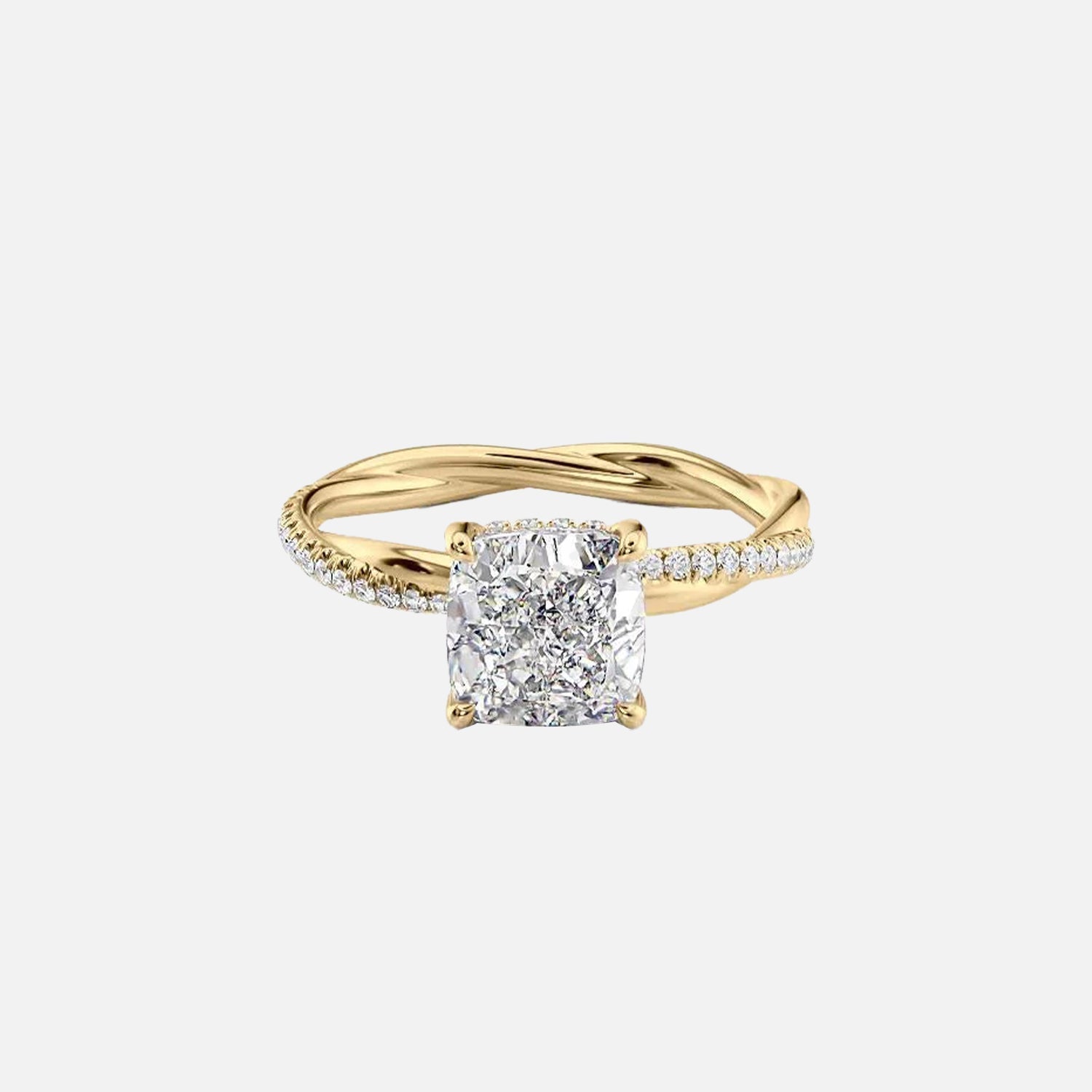 The Stacey Cushion Lab Diamond Ring 14k Yellow Gold 001