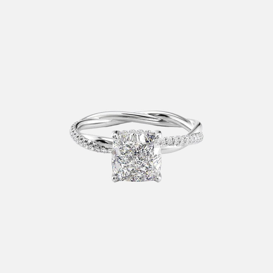 The Stacey Cushion Moissanite Ring 14k White Gold 001