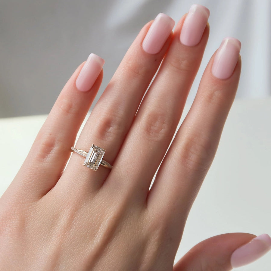  The Stacey Emerald Lab Diamond Ring 14k Yellow Gold 003