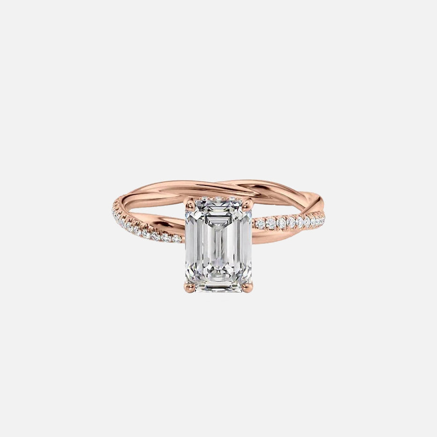  The Stacey Emerald Moissanite Ring 14k Rose Gold 001