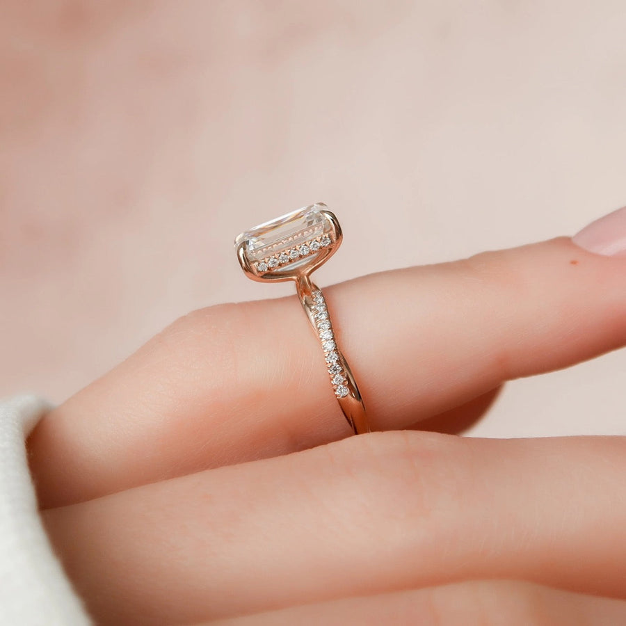  The Stacey Emerald Moissanite Ring 14k Rose Gold 004 Final