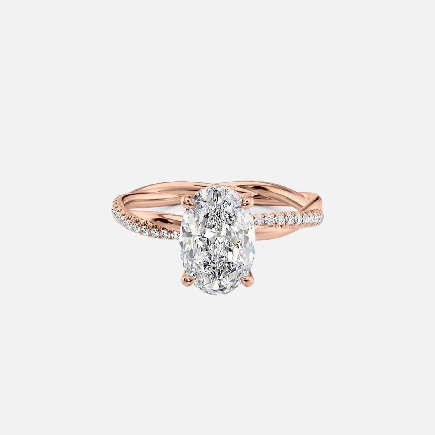  The Stacey Oval Moissanite Ring 14k Rose Gold 001