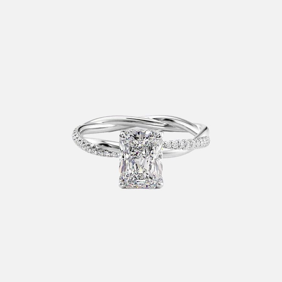  The Stacey Radiant Moissanite Ring 14k White Gold 001
