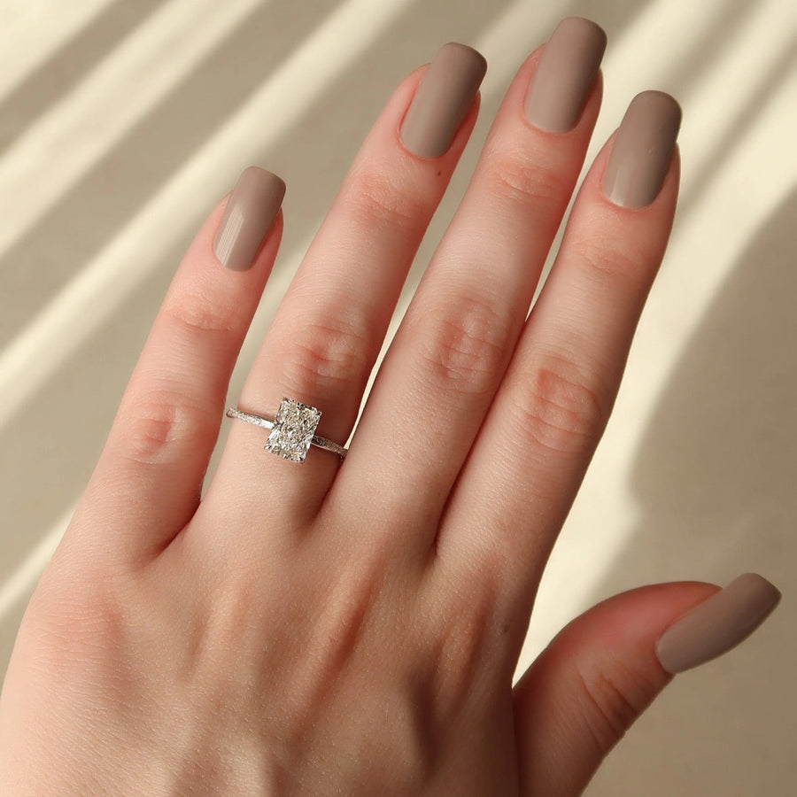  The Stacey Radiant Moissanite Ring 14k White Gold 003