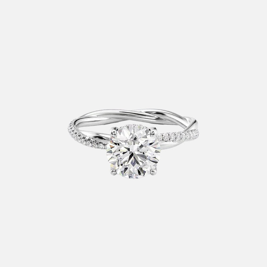  The Stacey Round Moissanite Ring 14k White Gold 001