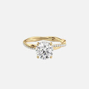 The Stacey Round Moissanite Ring 14k Yellow Gold 001