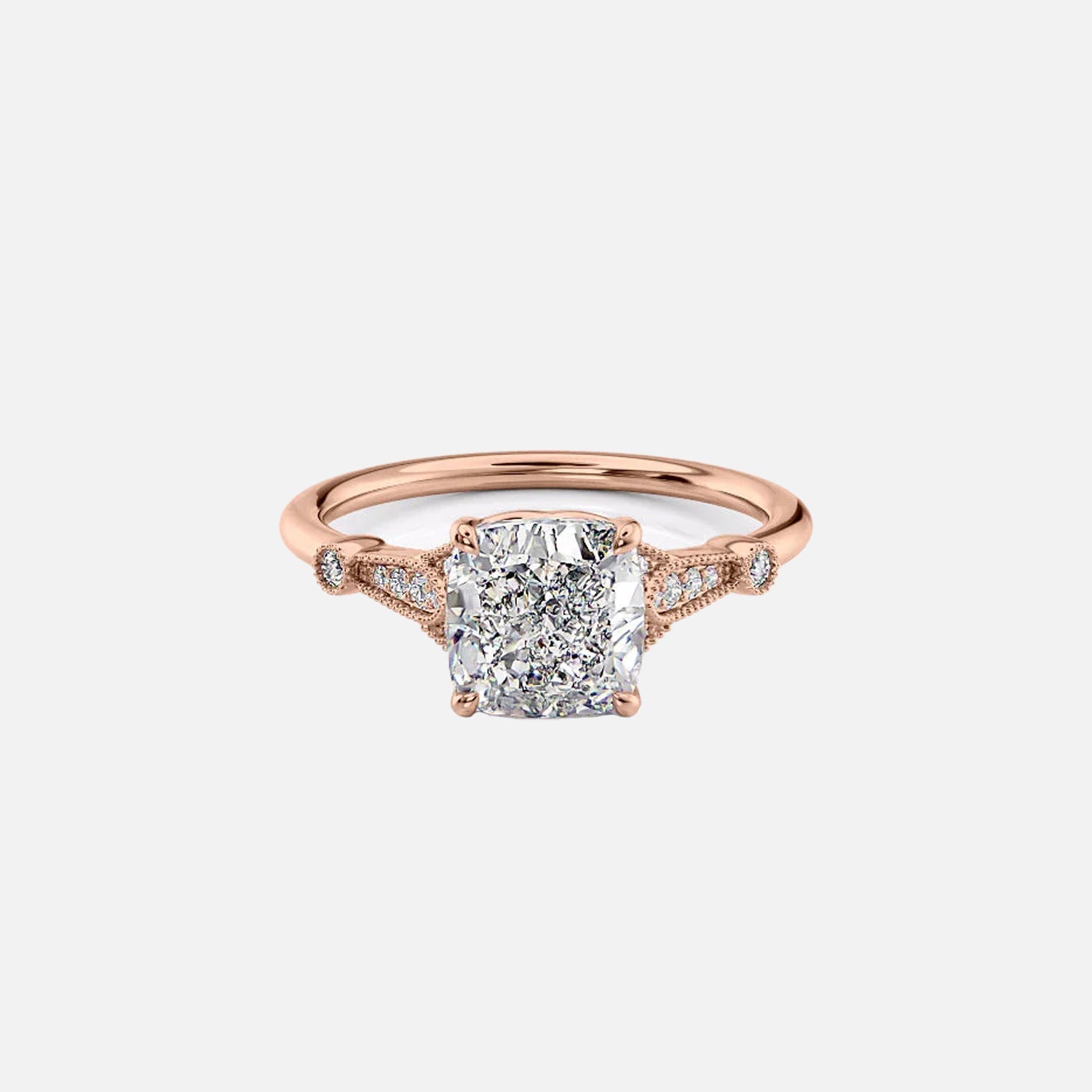  The Stephanie Cushion Moissanite Ring 14k Rose Gold 001