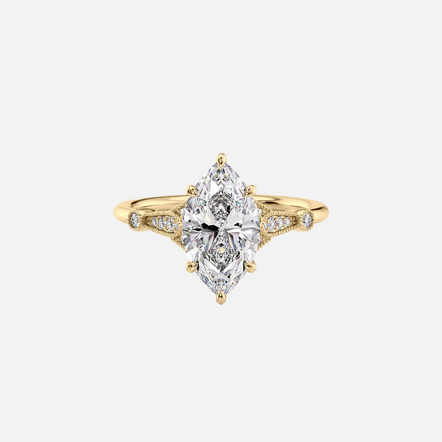 The Stephanie Marquise Moissanite Ring 14k Yellow Gold 001
