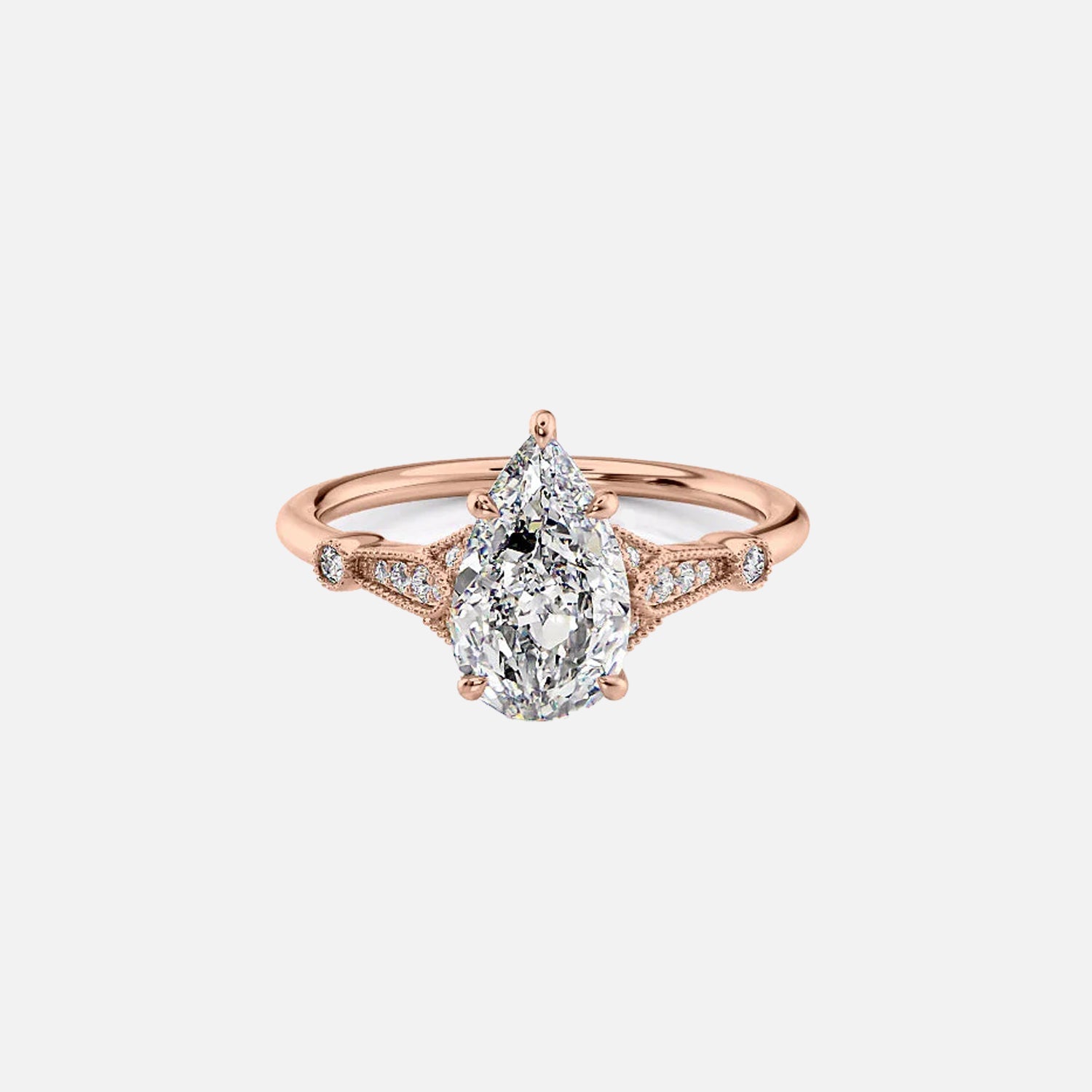  The Stephanie Pear Moissanite Ring 14k Rose Gold 001
