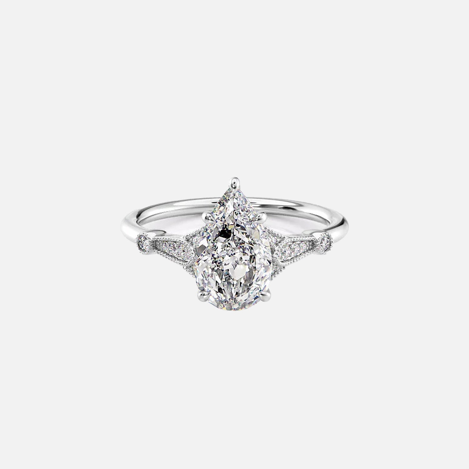  The Stephanie Pear Moissanite Ring 14k White Gold 001