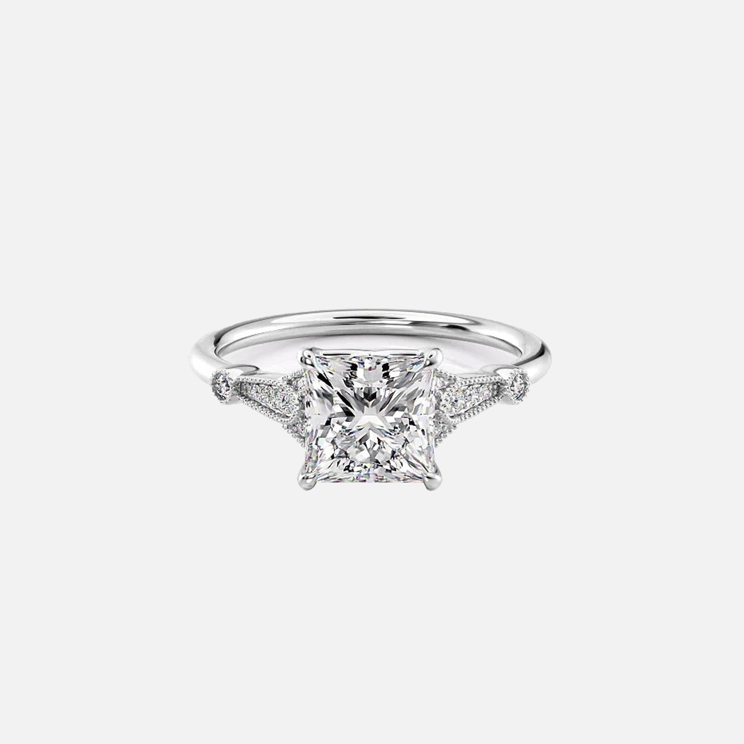 The Stephanie Princess Moissanite Ring 14k White Gold 001