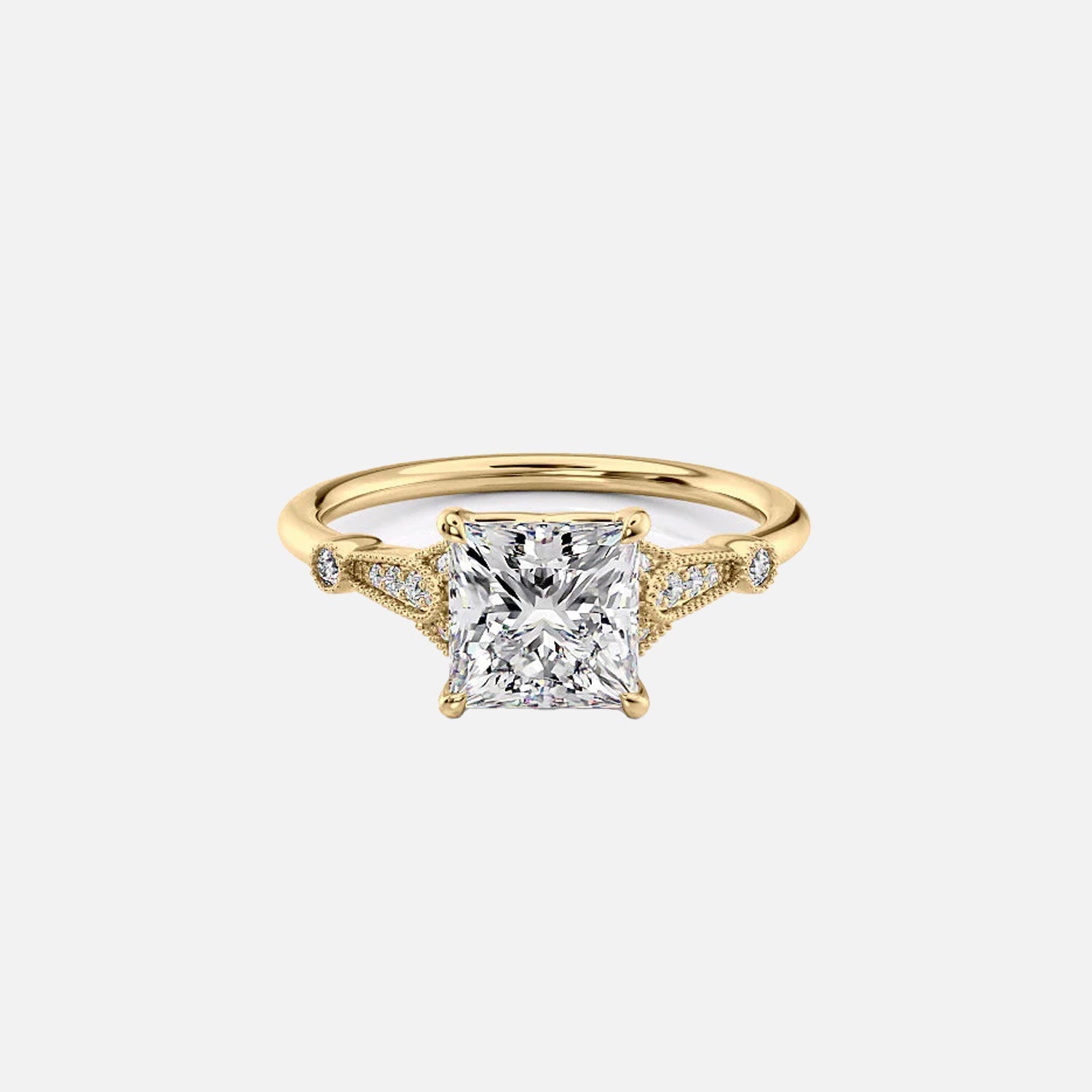 The Stephanie Princess Moissanite Ring 14k Yellow Gold 001