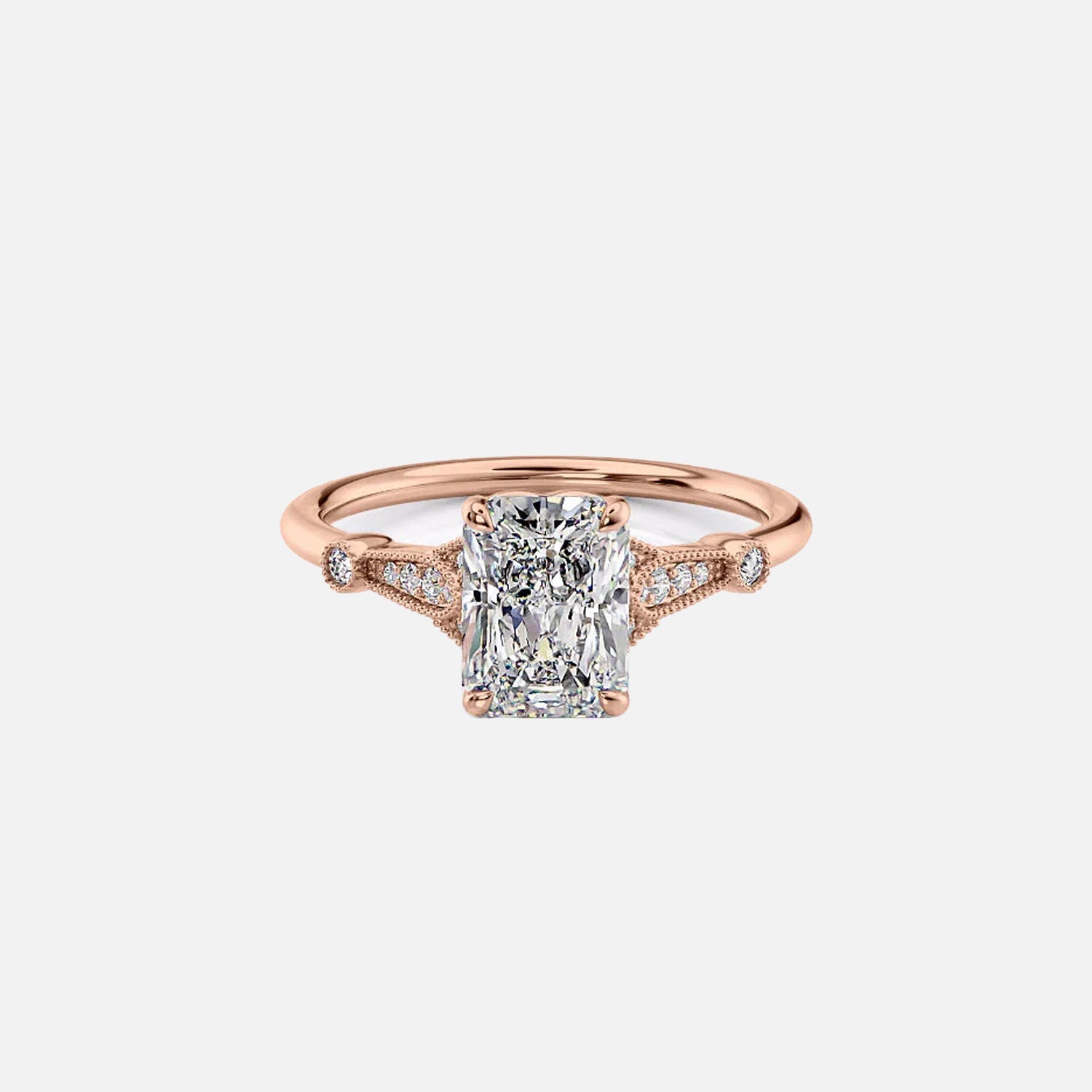  The Stephanie Radiant Moissanite Ring 14k Rose Gold 001