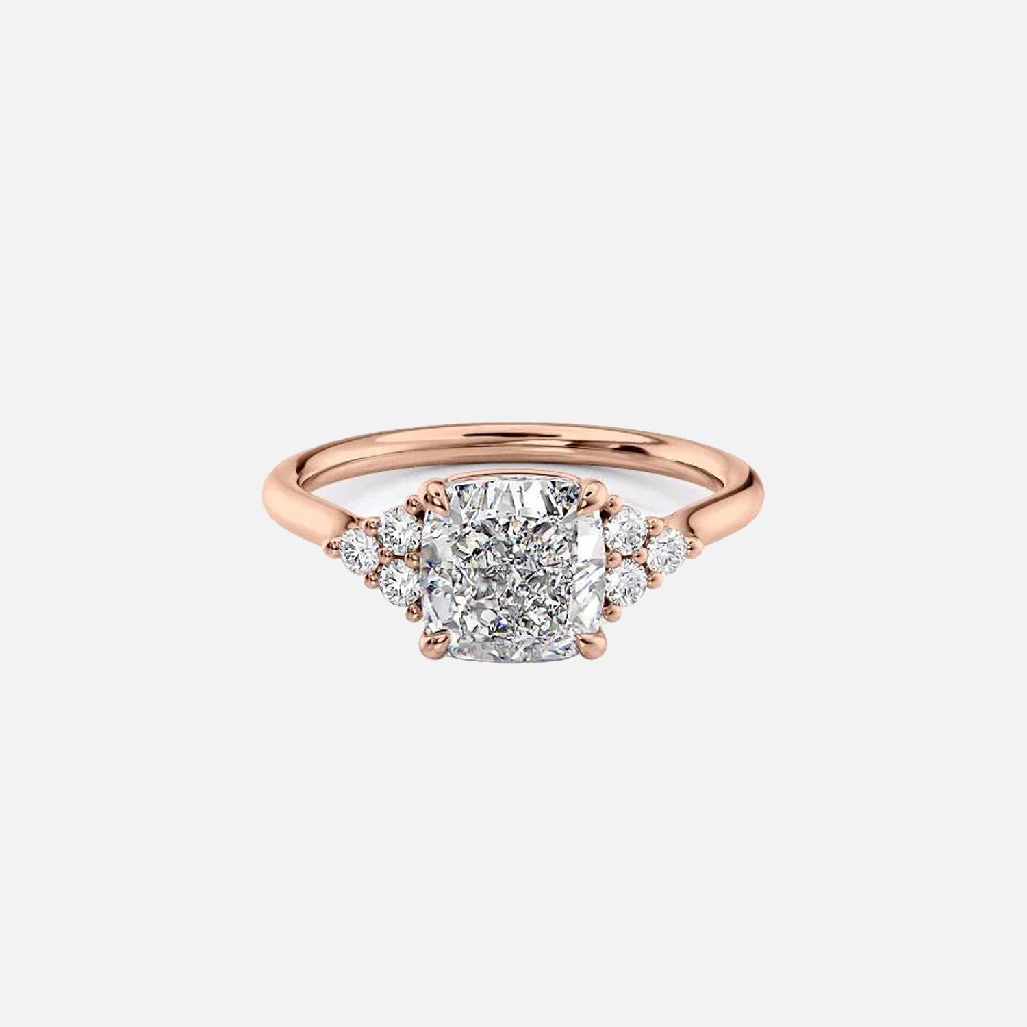 The Summer Cushion Side Stone Moissanite Ring - KNT - Engagement Rings, Wedding Bands & Fine Jewelry