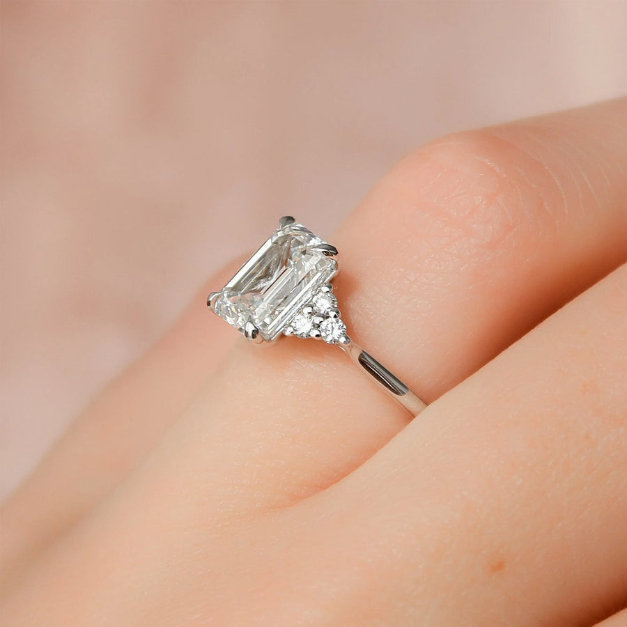 The Summer Emerald Side Stone Moissanite Ring - KNT - Engagement Rings, Wedding Bands & Fine Jewelry