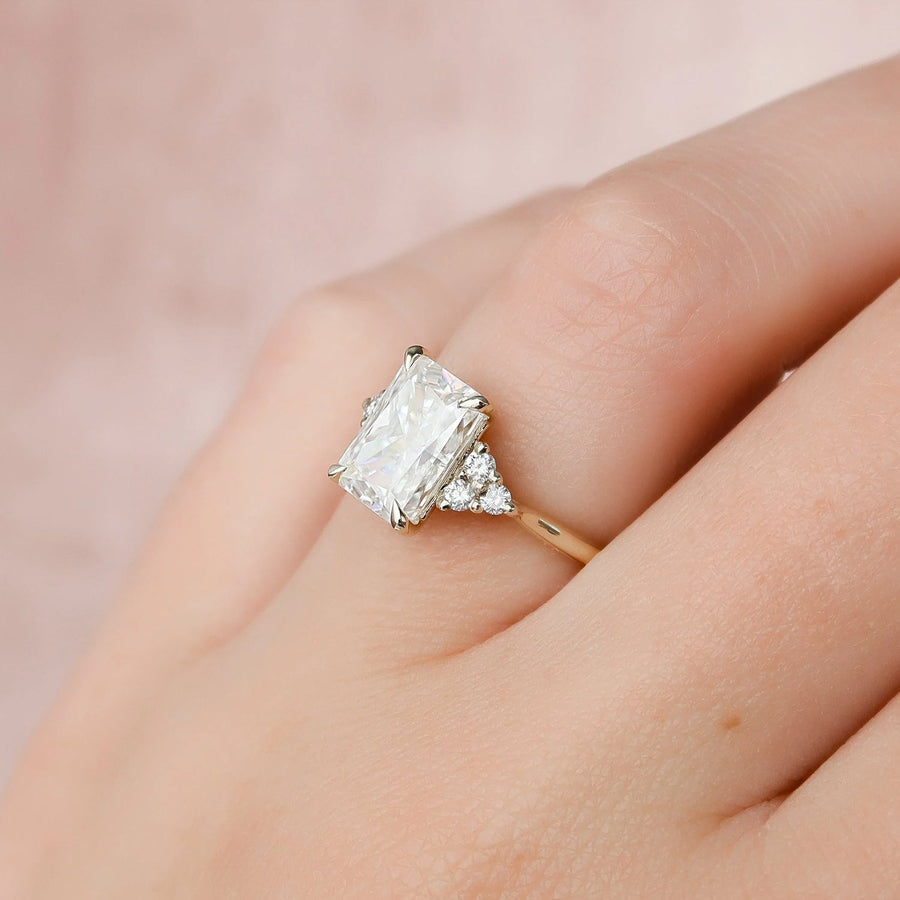 The Summer Radiant Side Stone Moissanite Ring - KNT - Engagement Rings, Wedding Bands & Fine Jewelry