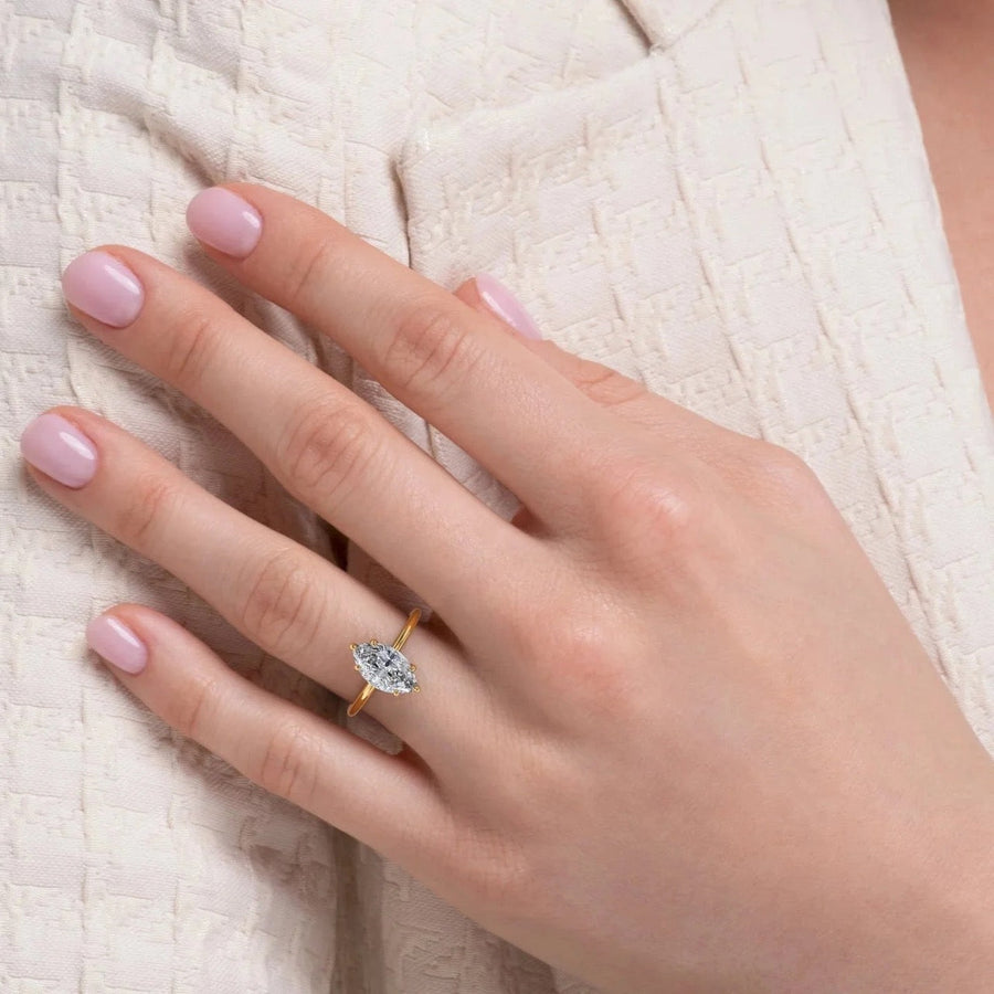 The Sydney Marquise Solitaire Moissanite Ring - KNT - Engagement Rings, Wedding Bands & Fine Jewelry