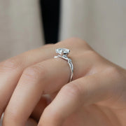  The Textured Twig Cushion Lab Diamond Ring 14k White Gold 004 Final