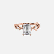  The Textured Twig Emerald Lab Diamond Ring 18k Rose Gold 001