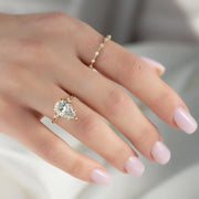  The Textured Twig Pear Lab Diamond Ring 14k Yellow Gold 003