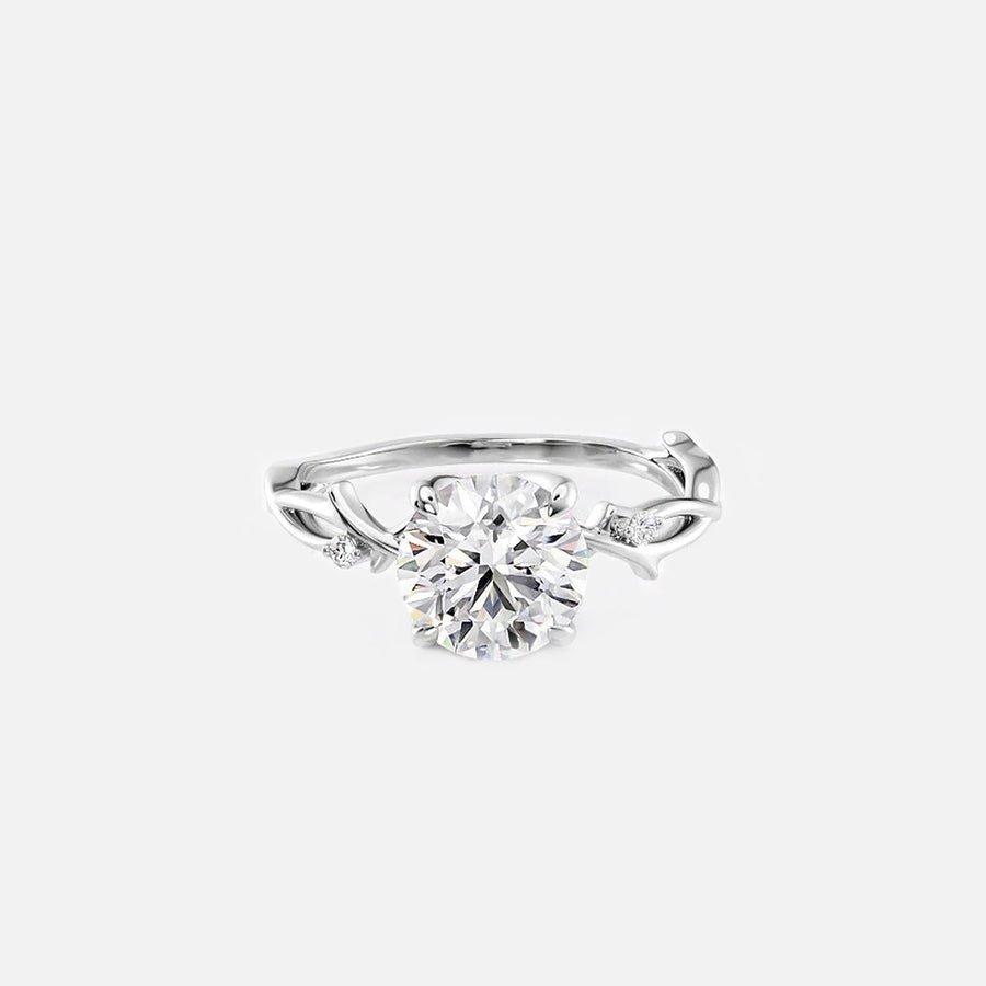  The Textured Twig Round Lab Diamond Ring 14k White Gold 001