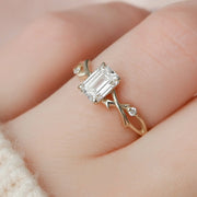  The Textured Twig Textured Emerald Moissanite Ring 14k Yellow Gold 004 Final
