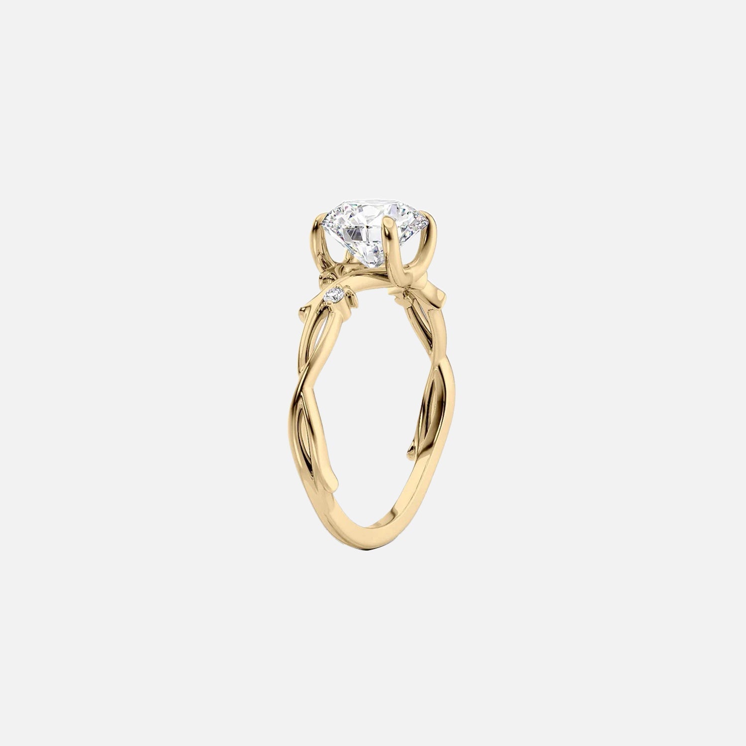  The Textured Twig Textured Pear Moissanite Ring 14k Yellow Gold 002