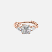  The Three Stone Twig Cushion Lab Diamond Ring 18k Rose Gold 001
