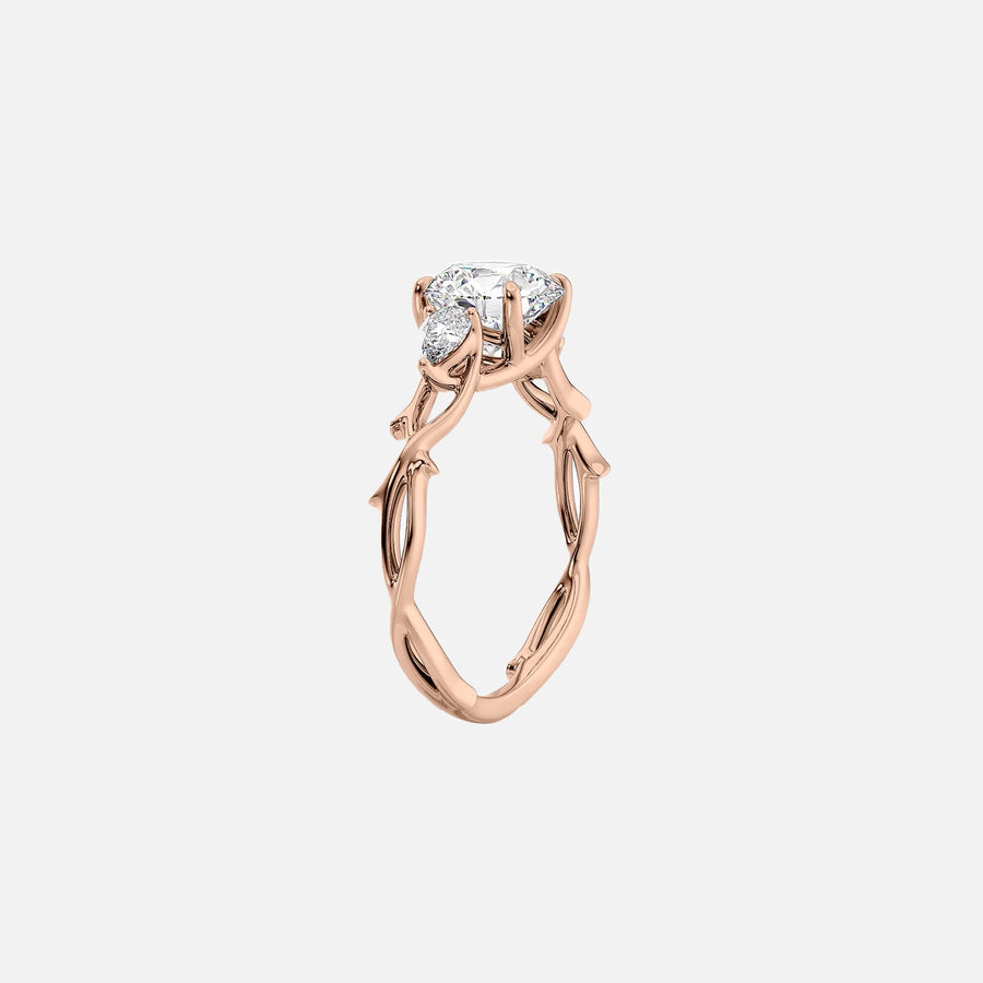  The Three Stone Twig Oval Lab Diamond Ring 14k Rose Gold 002