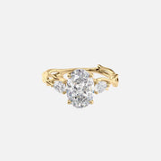  The Three Stone Twig Oval Lab Diamond Ring 18k Yellow Gold 001