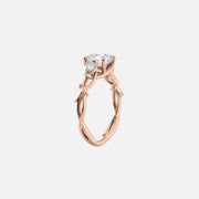  The Three Stone Twig Pear Lab Diamond Ring 14k Rose Gold 002