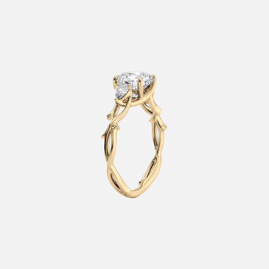  The Three Stone Twig Radiant Lab Diamond Ring 18k Yellow Gold 002