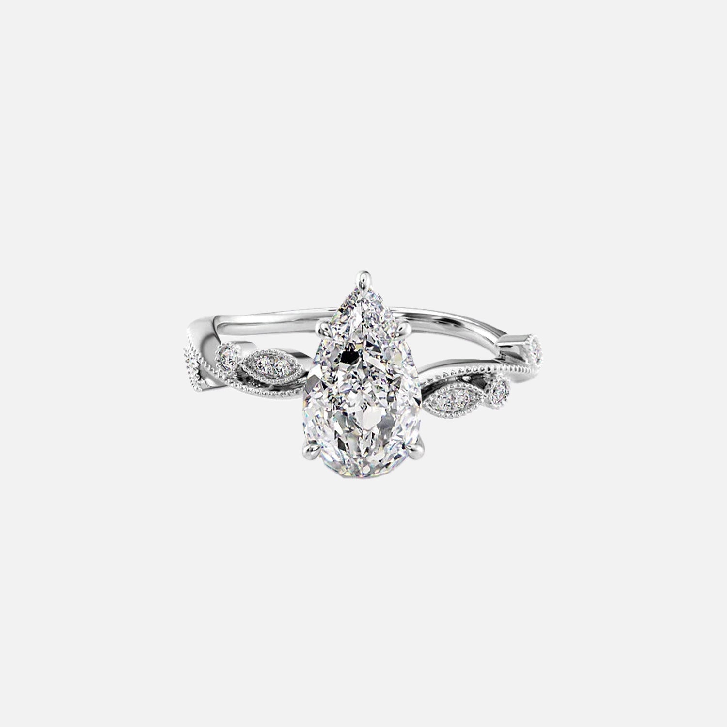 The Tiana Pear Vintage Moissanite Ring - KNT - Engagement Rings, Wedding Bands & Fine Jewelry
