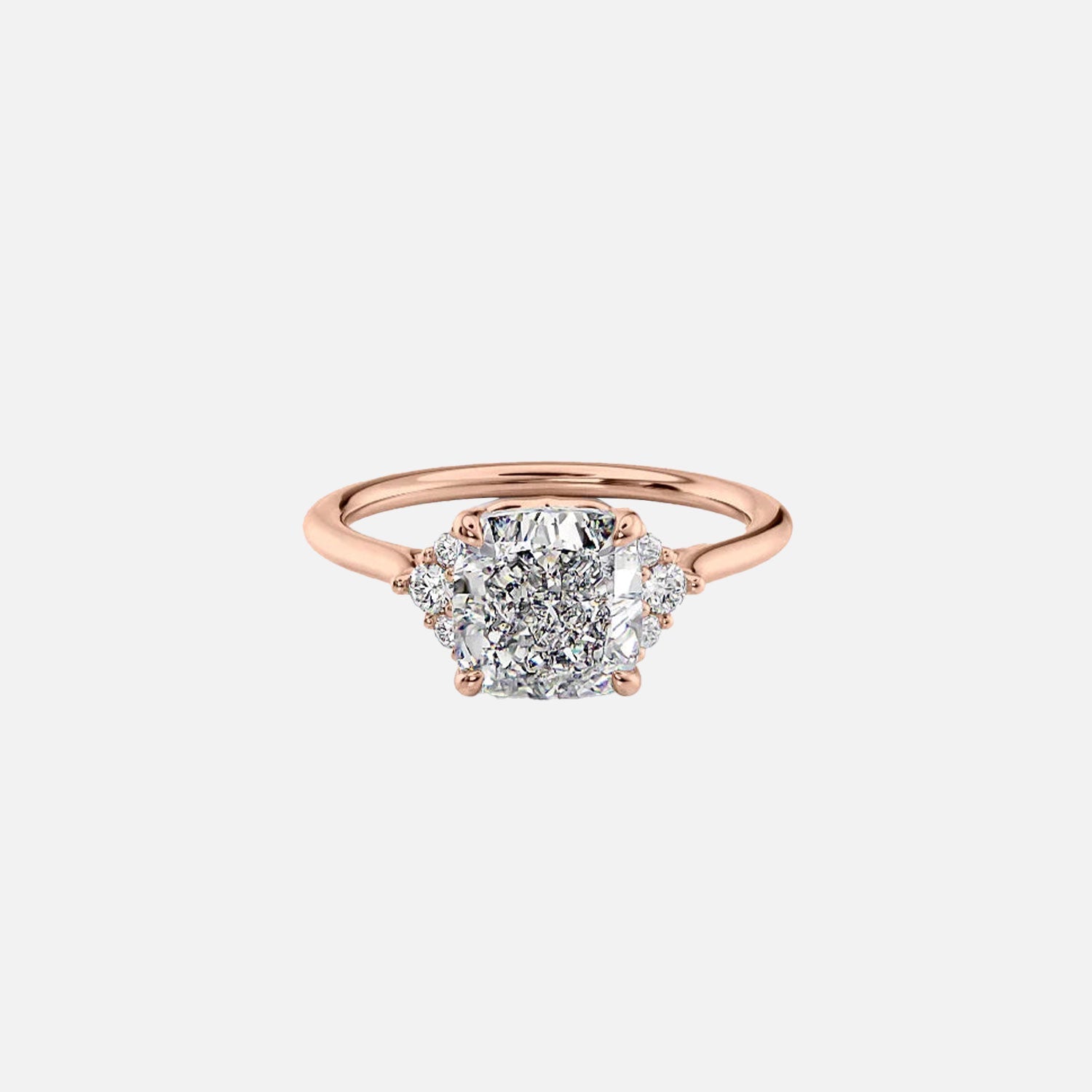  The Victoria Cushion Lab Diamond Ring 14k Rose Gold 001