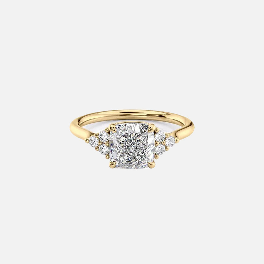 The Victoria Cushion Moissanite Ring 14k Yellow Gold 001