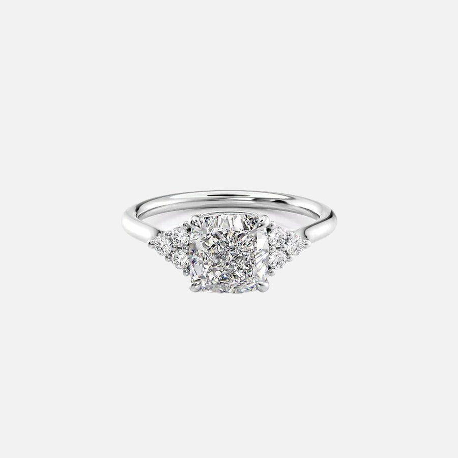  The Victoria Cushion Moissanite Ring 18k White Gold 001