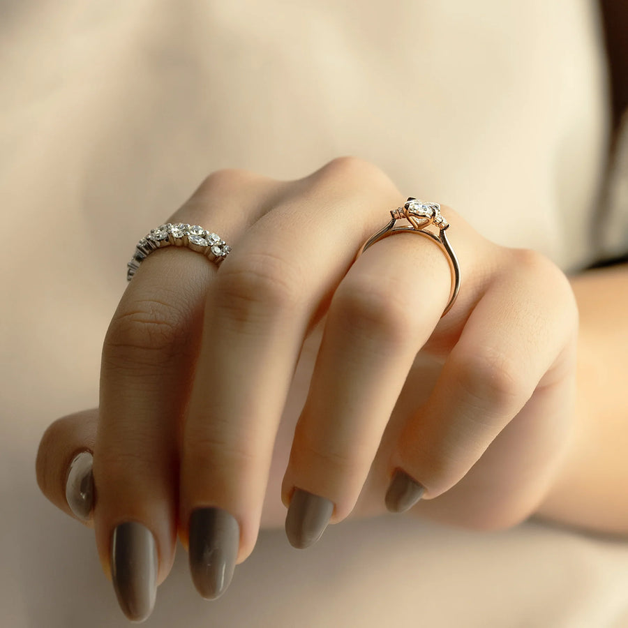  The Victoria Oval Lab Diamond Ring 14k Rose Gold 003