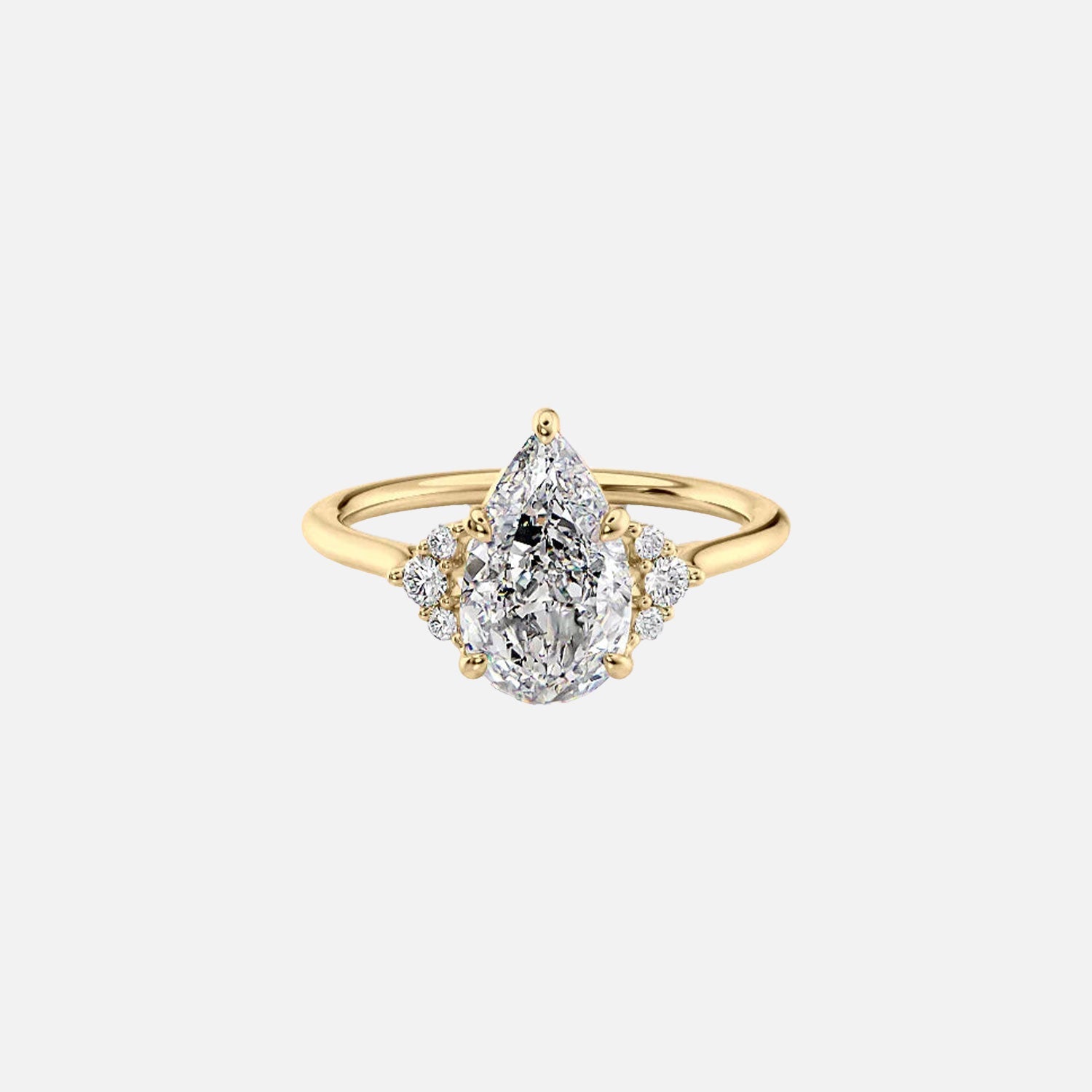 The Victoria Pear Moissanite Ring 14k Yellow Gold 001