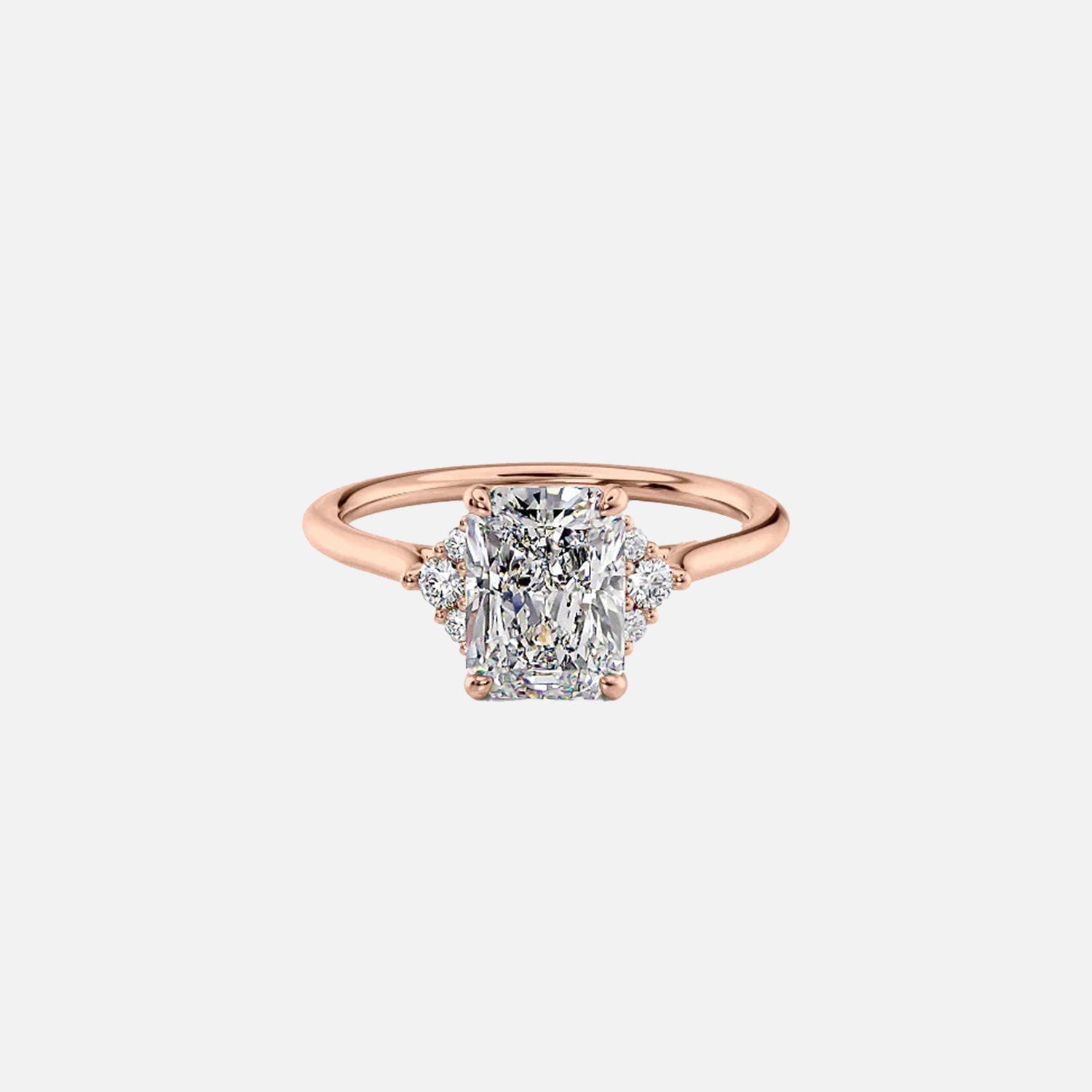  The Victoria Radiant Moissanite Ring 14k Rose Gold 001