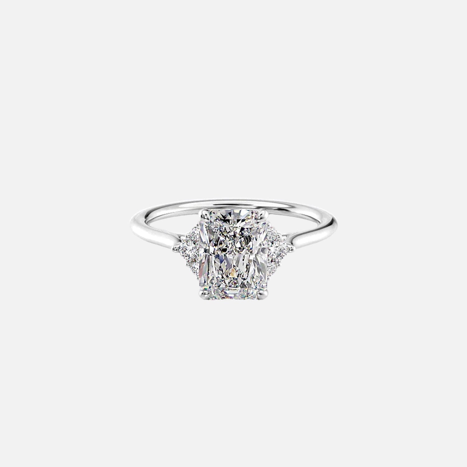  The Victoria Radiant Moissanite Ring 14k White Gold 001
