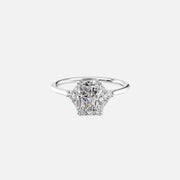  The Victoria Radiant Moissanite Ring 18k White Gold 001