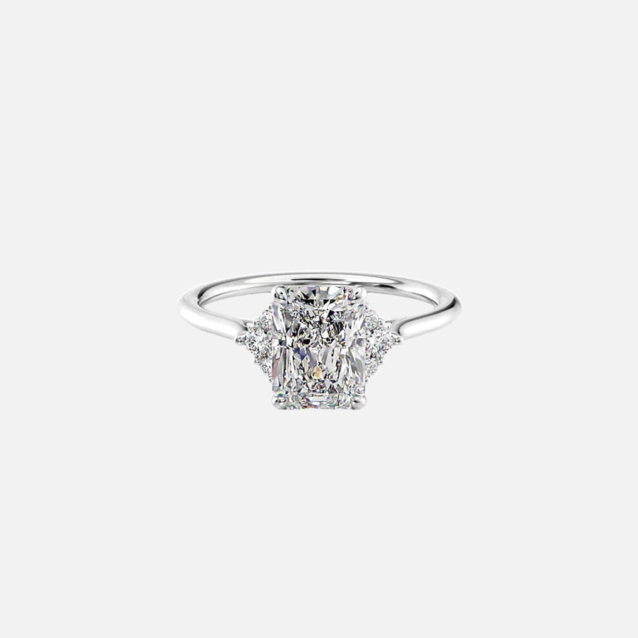  The Victoria Radiant Moissanite Ring 18k White Gold 001
