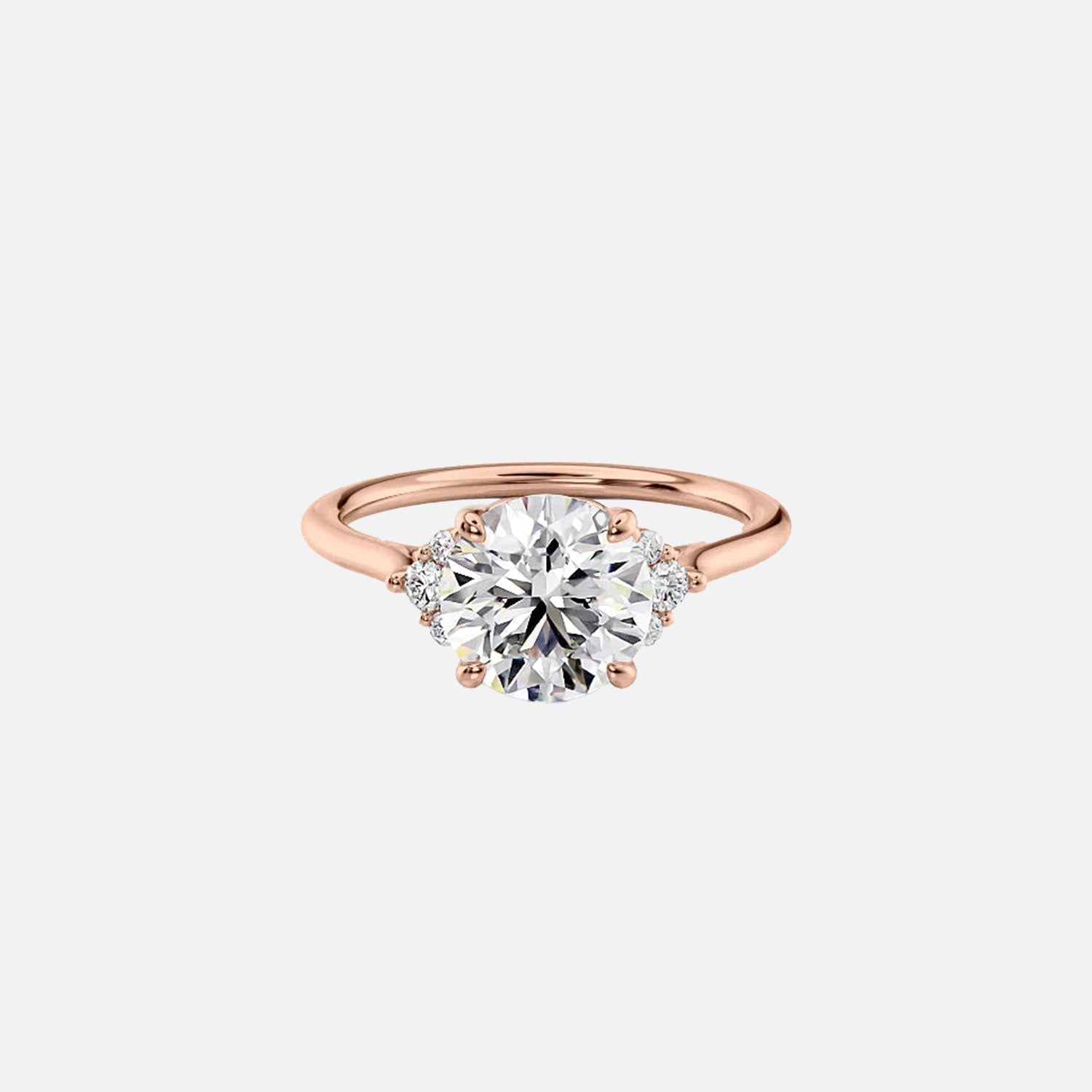  The Victoria Round Lab Diamond Ring 14k Rose Gold 002