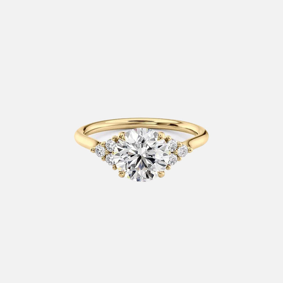  The Victoria Round Lab Diamond Ring 18k Yellow Gold 001