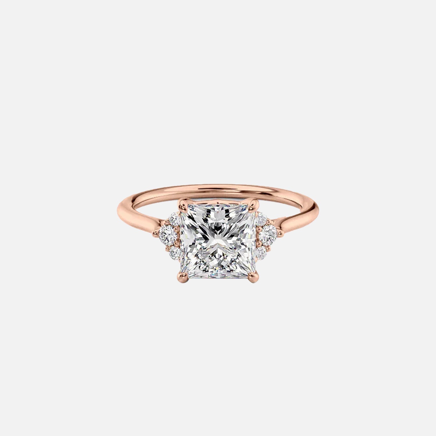 The Violet Princess Side Stone Moissanite Ring - KNT - Engagement Rings, Wedding Bands & Fine Jewelry
