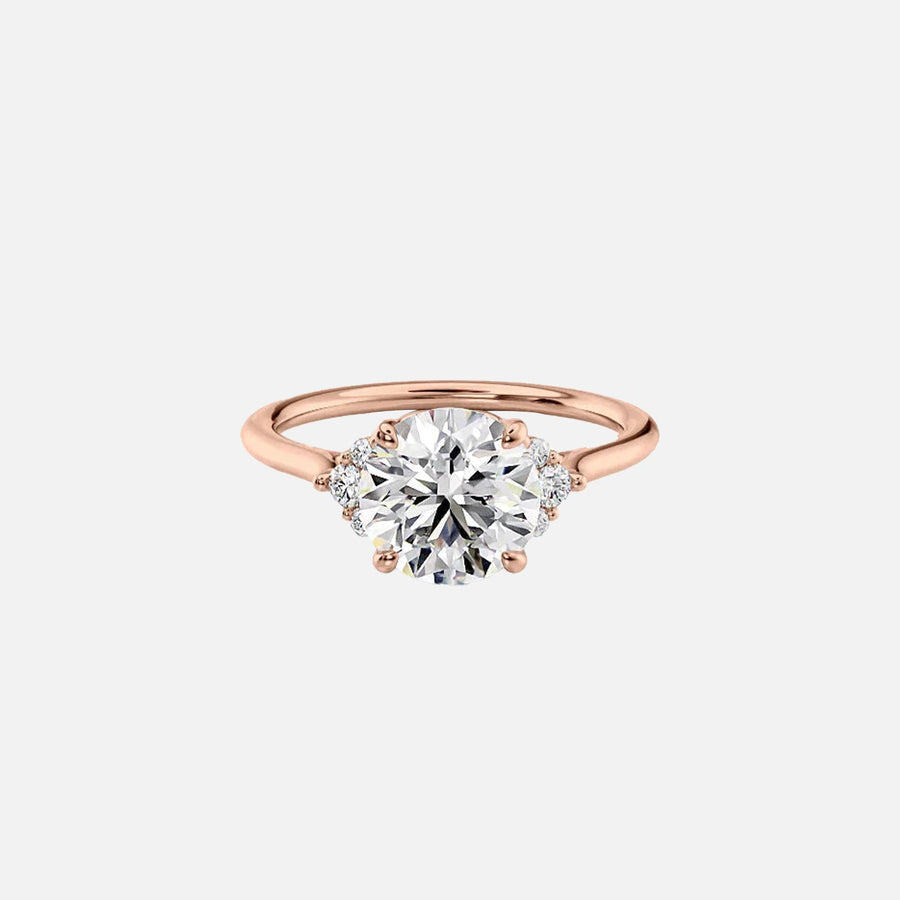 The Violet Round Side Stone Moissanite Ring - KNT - Engagement Rings, Wedding Bands & Fine Jewelry