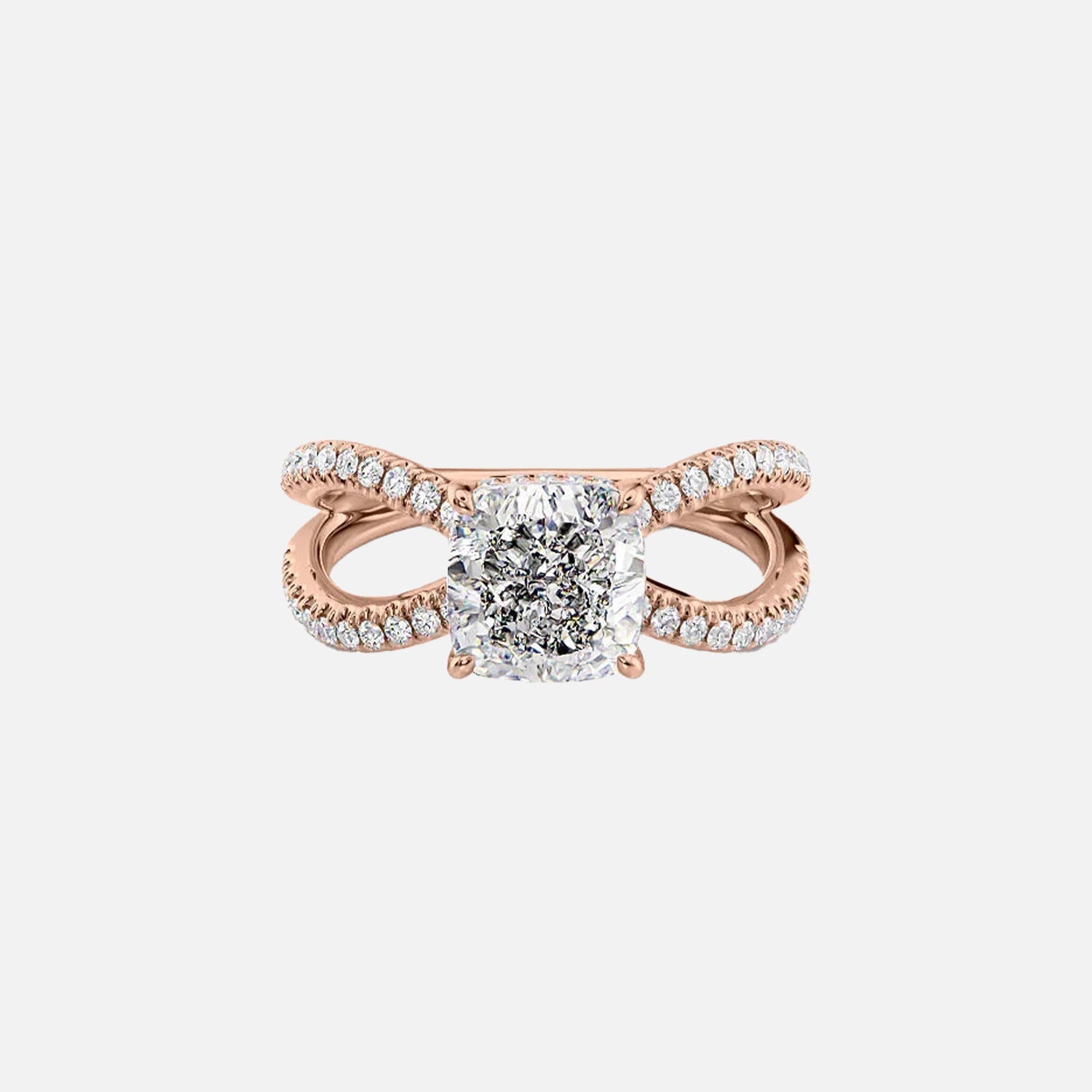  The Zoey Cushion Lab Diamond Ring 14k Rose Gold 001