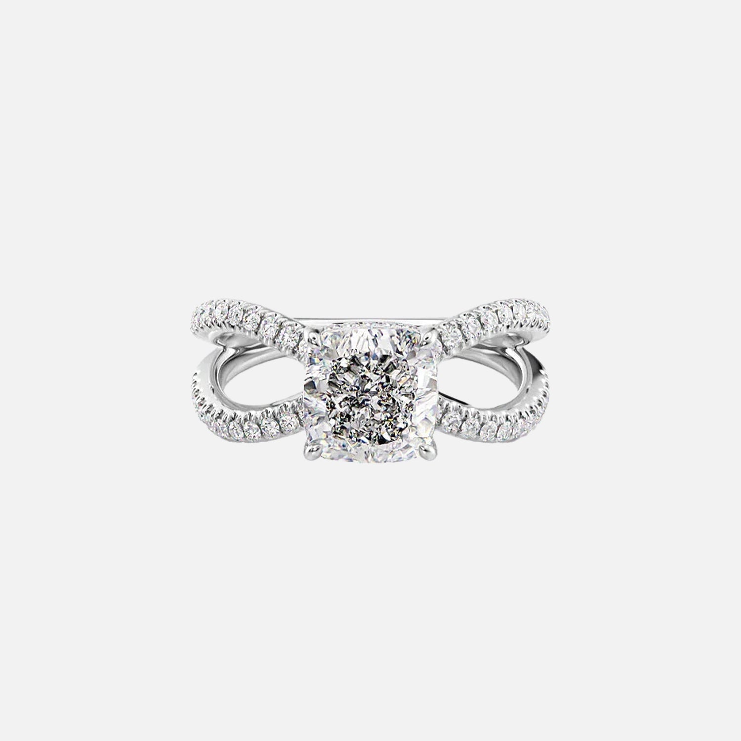  The Zoey Cushion Moissanite Ring 14k White Gold 001